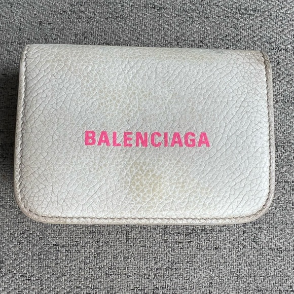 Balenciaga white and pink trifold wallet - Picture 1 of 14